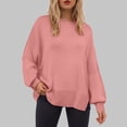 thumbnail image 2 of WUANDIXFA Chandails à Col Rond pour Femmes d'Automne, Chandails pour Femmes à Manches Longues avec Fente Latérale, Chandails à Col Rond, Hauts de Mode pour Femmes, Vêtements, Corset, Vêtement d'Extérieur, Rose, m, 2 of 5