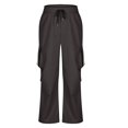 thumbnail image 4 of Dagugfen Cargo Pants for Men Elastic Waist Drawstring Outdoor Trainning Running Athletic Trousers Solid Color, 4 of 6