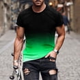 thumbnail image 2 of Penkiiy T-Shirt Ajusté pour Homme, Col Rond Décontracté, T-Shirt Ombré, Été, Manches Courtes, Hauts Dégradés, Stylé, Entraînement, Musculation, Chandails de Base, 4TG, Vert, 2 of 5