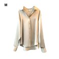 thumbnail image 4 of Chemise Boutonnée Style Décontracté pour Femmes Voyage Randonnée Travail Réunion Polyester Blouse à Revers Manches Longues Vêtements Vêtements Champagne Abricot m, 4 of 8