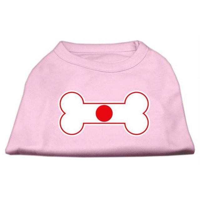 Bone Shaped Japan Flag Screen Print Shirts Light Pink M (12)