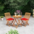 thumbnail image 2 of Costway Outdoor Folding Chairs Set of 4 Acacia Wood High-Back Chair with Seat Cushions Red, 2 of 8
