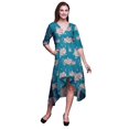 thumbnail image 1 of Bimba Cotton Blue Rose & Ranunculus Floral rinted Womens Asymmetrical ShiftDressWith Pockets Casual MidiDress-Medium, 1 of 4