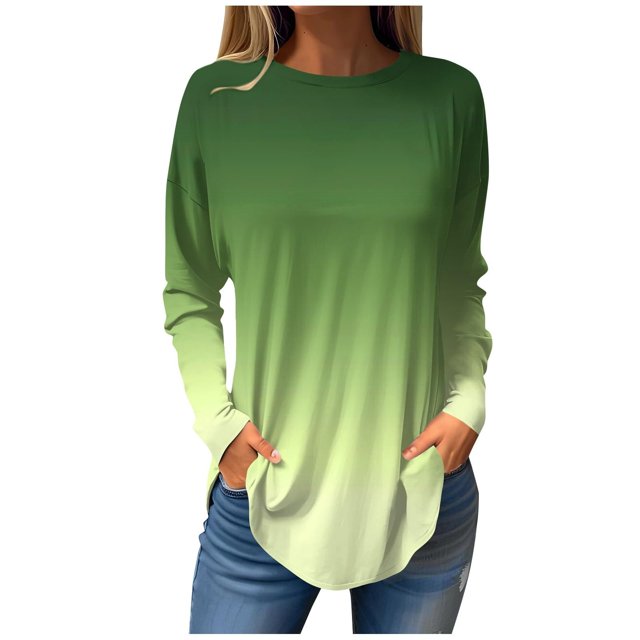 Birdeem Blouses d'Automne à Col Rond pour Femmes, Mode Smockée, Manches Longues