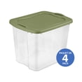 thumbnail image 1 of Sterilite 90 Liter EZ Carry, Large Clear Plastic Storage Bin with Full-Grip Handles and Green Lid, 4 Pk, 1 of 9