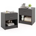 thumbnail image 1 of Gymax 2 PCS Nightstand w/ Drawer Side Table w/ Slide-out Drawer Open Storage Shelf Gray, 1 of 10