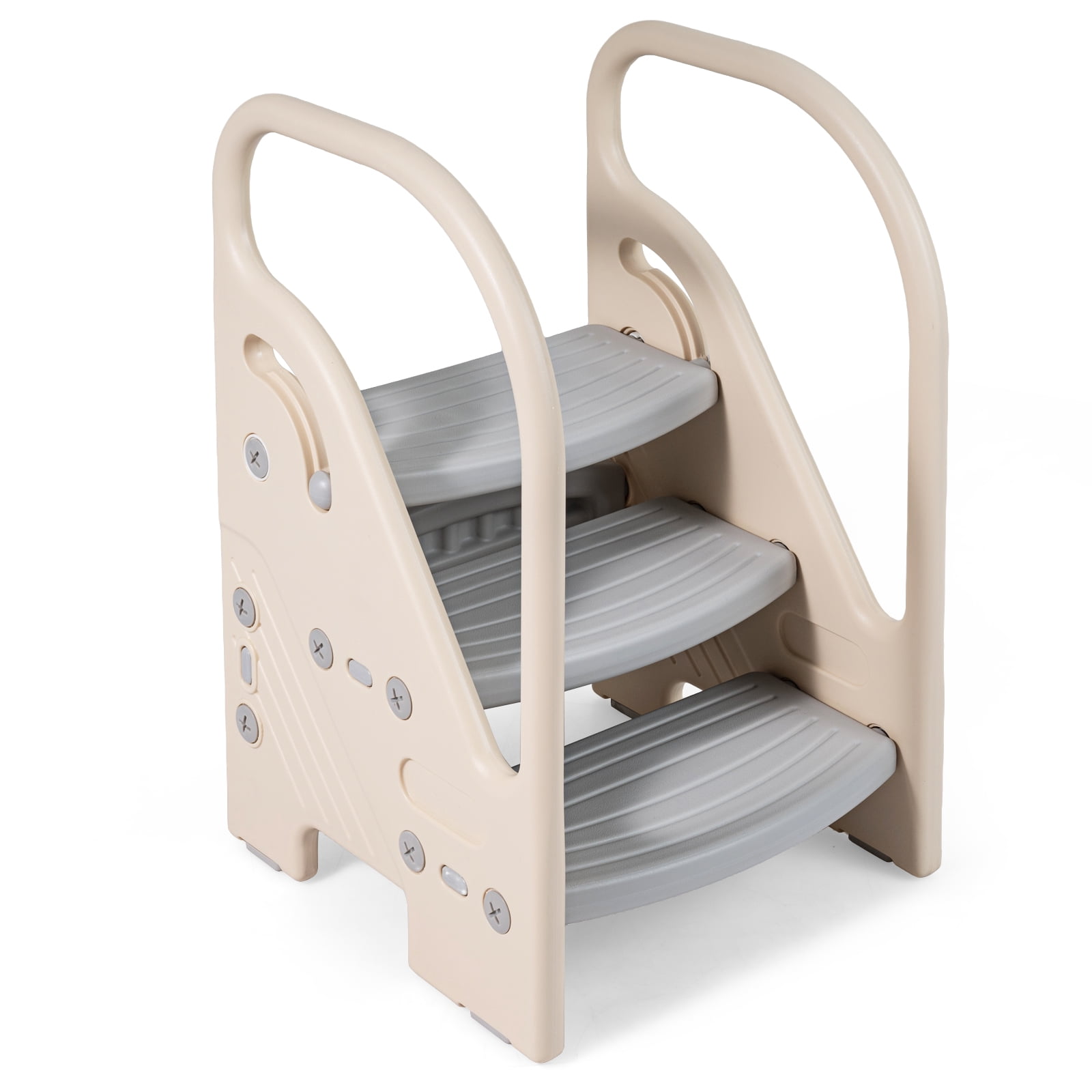 Gymax Toddler Step StoolAdjustable 3-Step Helper Stool w/ Safety Handles&Non-slip Pad