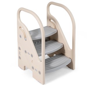Gymax Étape pour tout-petits StoolAdjustable 3-Step Outil d'aide avec poignées de sécurité et paillasson non glissant