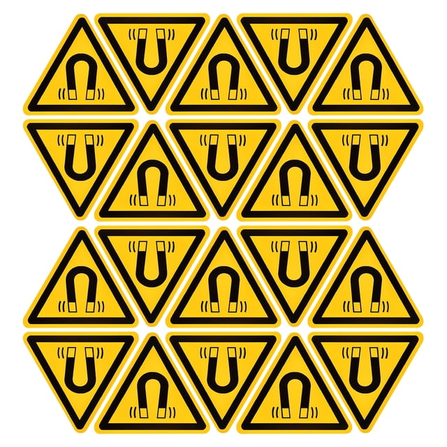 Uxcell Triangle Beware of The Magnetic Field Warning Sign Self Adhesive 20mm 20Pcs