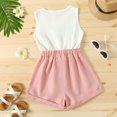 thumbnail image 3 of PatPat Kid Girl Button Design Sleeveless Belted Splice Romper Jumpsuit Shorts, 3 of 6