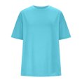 thumbnail image 3 of Plebaso T-Shirts Surdimensionnés pour Femmes 2025 Manches Courtes Hauts Amples Col Rond Décontracté Uni T-Shirts Basiques pour Femmes, 3 of 5