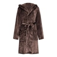 thumbnail image 4 of Women Robes Plush Robes For Women With Warm Fleece Hooded Bathrobe Soft Long Spa Robe With Pockets Woman Flannel Pajamas, 4 of 7
