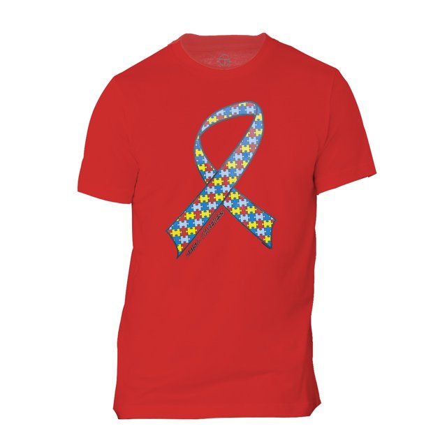 Autism Awareness Ruban T-Shirt à Manches Courtes pour Homme - Rouge - Petit