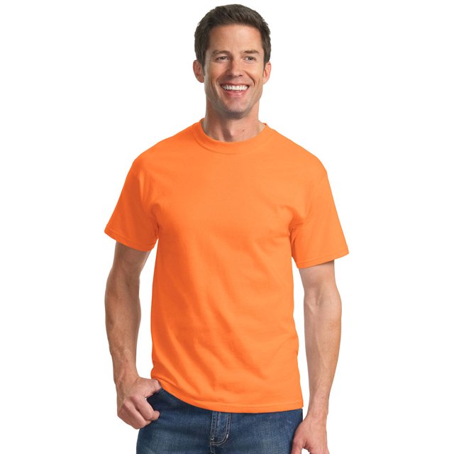 Port & Company Essential T-Shirt. Orange Sherbet. XL.