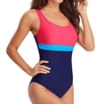 thumbnail image 4 of RKSTN Trends Womens One Piece Bathing Suits Color Block Print Criss Cross Back Swimsuits Athletic Modest Swimwear, 4 of 4