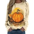 thumbnail image 1 of Pull pour Femmes Imprimé Col Rond Sweat-Shirt Ajusté Pull Mode Manches Longues Chemises d'Entraînement Blouse Ample, 1 of 4