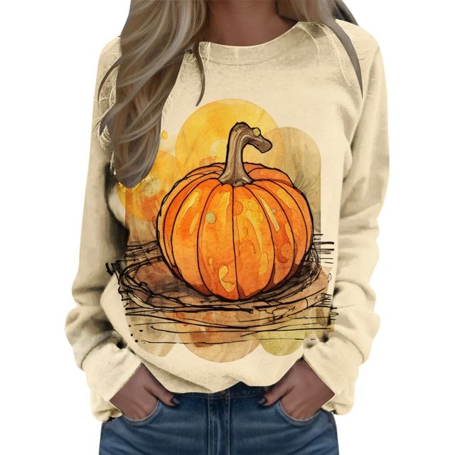 Pull pour Femmes Imprimé Col Rond Sweat-Shirt Ajusté Pull Mode Manches Longues Chemises d'Entraînement Blouse Ample