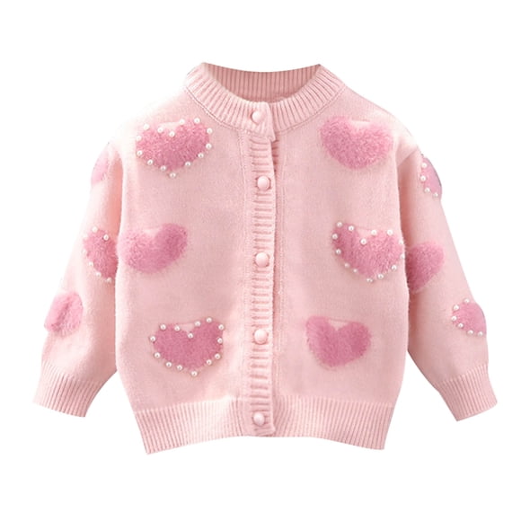 Splozh Toddler Girl Boy First Christmas Sweater Kids Toddler Baby Girls Knit Sweater Autumn Winter Long Sleeve Sweater Cardigan Clothes Pink,3-4 Years