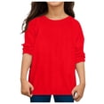 thumbnail image 3 of Chandails à Manches Longues pour Adolescentes Chandail Rouge T-Shirt Col Rond T-Shirt en Coton T-Shirt Filles 12-13 Ans Vêtements, 3 of 3