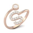 thumbnail image 2 of Bague pour Femme avec Lettre Initiale S et Perle, Bague Ajustable à Ouverture Frontale, Bijou, Vermeil Rose en Argent Sterling 925, 2 of 3