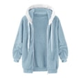 thumbnail image 4 of cllios Womens Winter Fuzzy Fleece Jacket Hooded Color Block Patchwork Cardigan Coats Oversized Fluffy Sherpa Outerwear with Pockets, 4 of 5