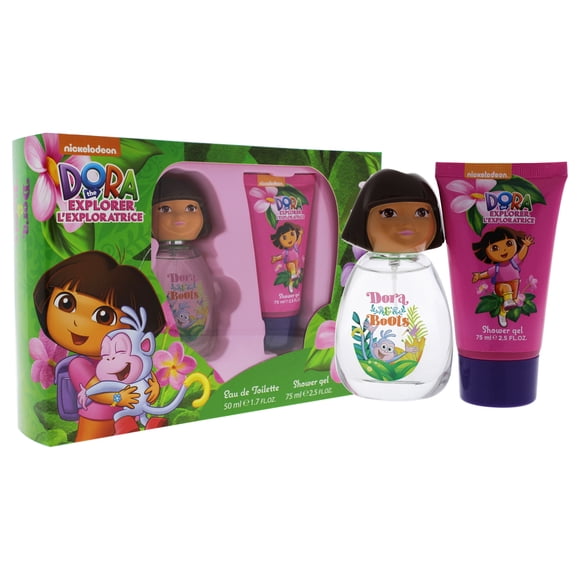Dora and Bottes par Marmol and Son pour Enfants - Coffret Cadeau 2 Pcs Vaporisateur EDT 1,7 Oz, Gel Douche 2,5 Oz