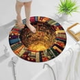 thumbnail image 4 of SIYTUAU 3D Optical Illusion Book Cave Round Area Rug Non Slip Floor Mat For Bedroom Study Library 31.5X31.5 Inches Velvet Soft Pile Polyester Fiber B, 4 of 5