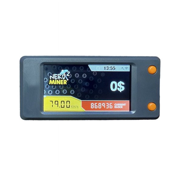 Nerdminer V2 Bitcoin Solo Lottery Miner 77KH/S with LCD Display BTC Miner ASIC Mining Silent Miner,1 x Miner 1 x Data cable (random color Not accepting designation),dark gray