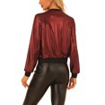 thumbnail image 3 of INSPIRE CHIC Blouson Bomber à Fermeture à Glissière Léger Métallique à Col Montant Holographique pour Femme Rouge TG, 3 of 5