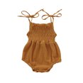 thumbnail image 1 of Kmbangi Infant Summer Cotton Sling Romper Lace Up Stretch Ruched Jumpsuit, 1 of 7