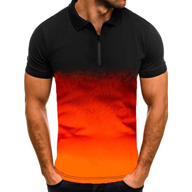 Innerwin Polo Shirt Lapel Neck Mens Tops Sport Zipper Basic T Shirts Yellow L