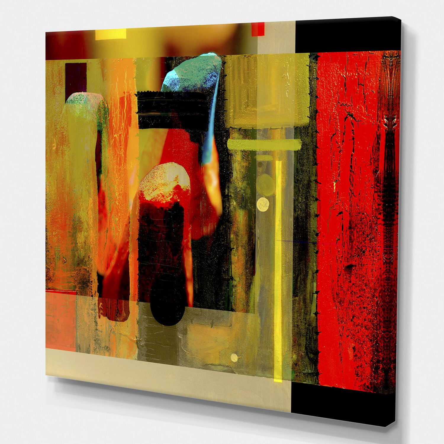 Designart Manifestation cubiste de rouge noir et vert Art mural sur toile