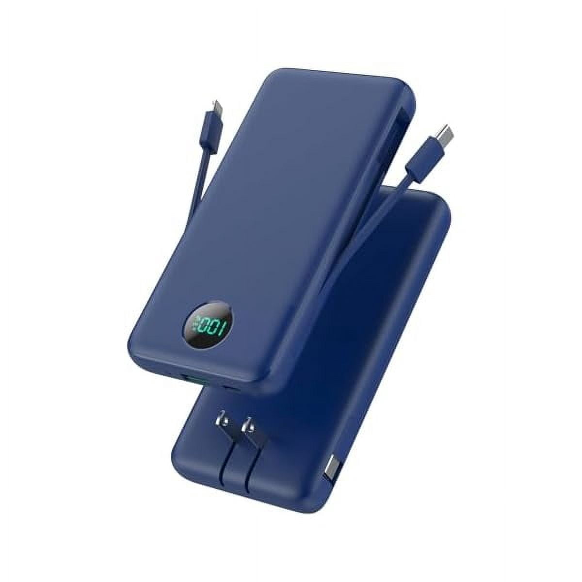 Portable Charger for iPhone with Built-in Cables & Wall Plug,13800mAh Slim USB C Power Bank Fast Phone Charging, 4 Outputs External Battery Pack For iPhone 16/15/14,iPad,Galaxy S25/S24,Android-Navy