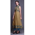thumbnail image 3 of Bimba Robe Anarkali Géométrique Brun Pâle Col Mandarin Sans Manches Kurtis pour Femmes Imprimé Robe Maxi X-Small, 3 of 6