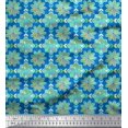 thumbnail image 1 of Soimoi Tissu Satin Modal Bleu Imprimé Mandala Multicolore au Mètre 42 Pouces de Large, 1 of 1