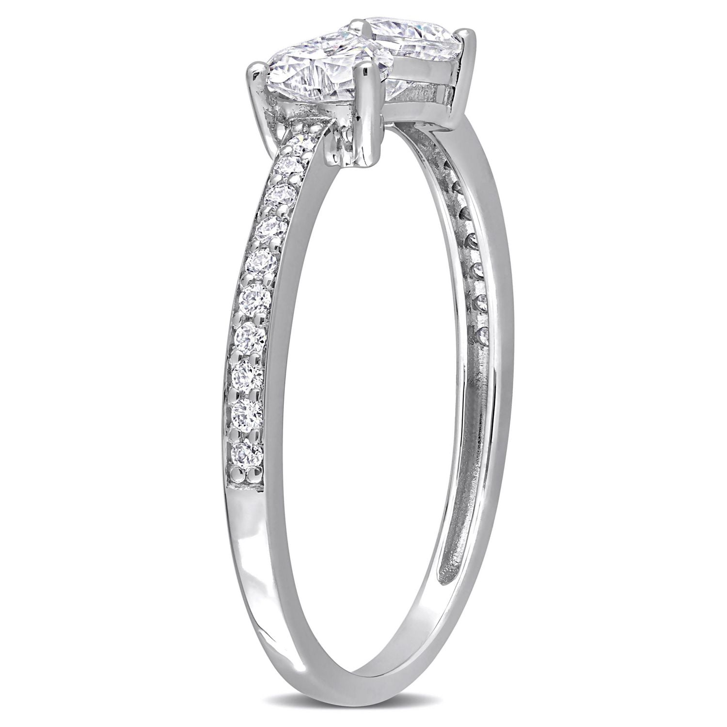 Bague Coeur à Deux-Pierres Miabella avec 3/5 Carat PBT de Moissanite en Argent Sterling