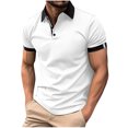 thumbnail image 2 of ylioge Mens Shirts Short Sleeve Golf Tees Shirt Office Work Pullover Button Collared Casual Color-Block Loose Comfort Tshirts Tops, 2 of 6