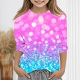 thumbnail image 3 of lcziwo Hauts à Manches 3/4 pour Enfants pour l'Automne 2025, Chandail Décontracté en Coton à Col Rond, Mode pour Filles, Blouse Ample Imprimée Scintillante Multicolore, Camisas Para Hombres, 3 of 6