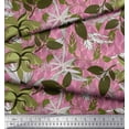 thumbnail image 3 of Soimoi Pink Rayon Crepe Fabric Artistic Leaves Printed Fabric 1 Yard 46 Inch Wide, 3 of 5