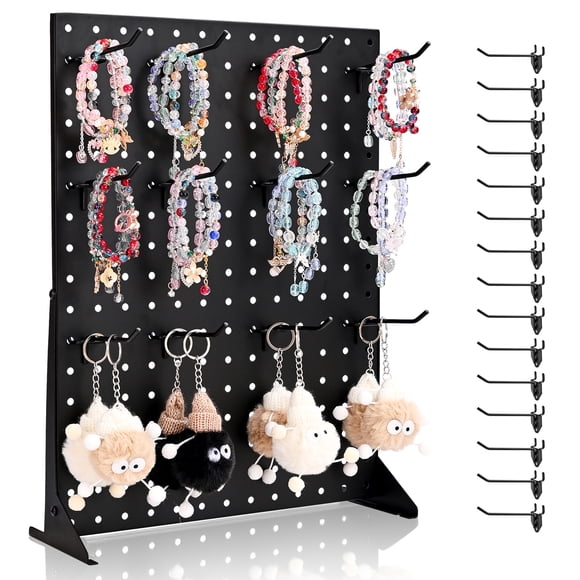 VEVOR Pegboard Display Stand with 15 Hooks Pegboard Panels Display Black (1 PCS)