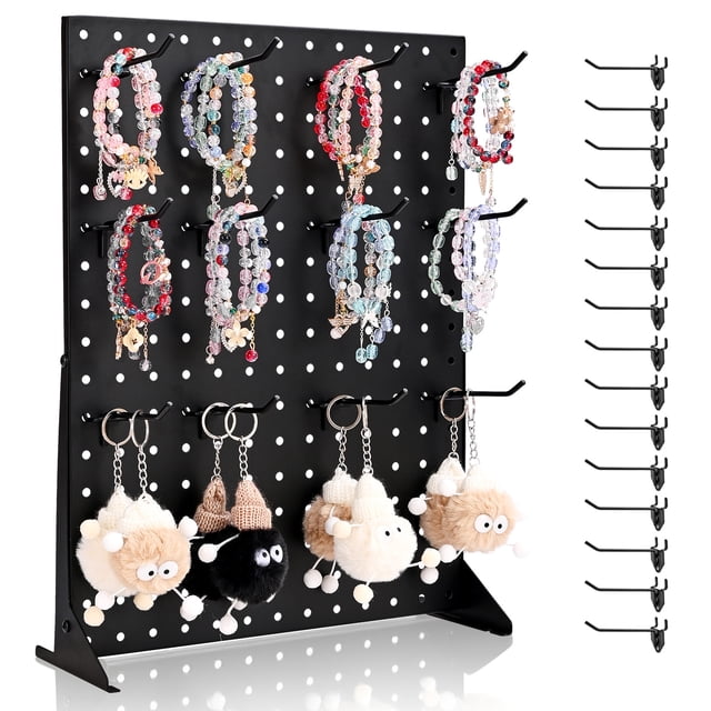VEVOR Pegboard Display Stand with 15 Hooks Pegboard Panels Display Black (1 PCS)