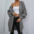thumbnail image 2 of IROINID Women's Open Front Cardigans Sweater Solid Color Casual Mid-Long Long Sleeve Knitting Cable Sweaters Tops, 2 of 6