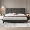 thumbnail image 2 of QinaQin Bed Frame with Adjustable Headboard, Modern Linen Upholstered Double Platform Bed Frame, Wooden Slat Support, No Spring Mattress Required, 2 of 8