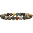 thumbnail image 1 of Angelstones Bracelet Extensible Unisexe en Perles Rondes 8 mm en Jaspe Polychrome Mat Naturel, 1 of 4