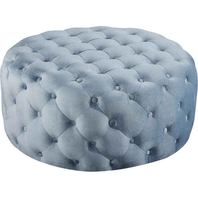 Meridian Furniture Addison Ottomane et Banc en Velours Bleu Ciel à Boutons