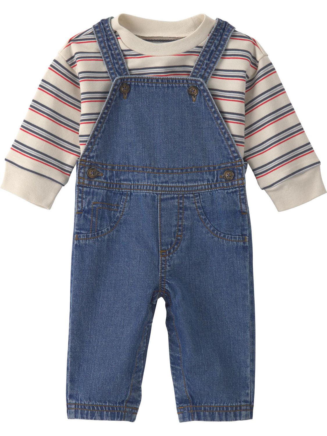 Carter's Child of Mine Baby Boy 2-Piece Striped Overall and Top Set