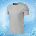 thumbnail image 2 of Pisexur T Shirts for Man , Hommes Mode Décontractée Couleur Unie Col Rond Course Exercice et Entraînement Physique Manches Courtes Haut Gris,P Chemises de Golf Hommes & Chemises Hommes, 2 of 6