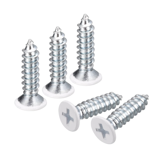 Unique Bargains Vis Blanches ST5x20mm à Taraudage Automatique, Lot de 50 Vis à Tête Plate à Vis Phillips pour le Travail du Bois