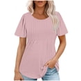 thumbnail image 1 of Penkiiy Chemises à Manches Courtes pour Femmes Été Chic Décontracté Hauts devant Plissé 2TG Rose, 1 of 8