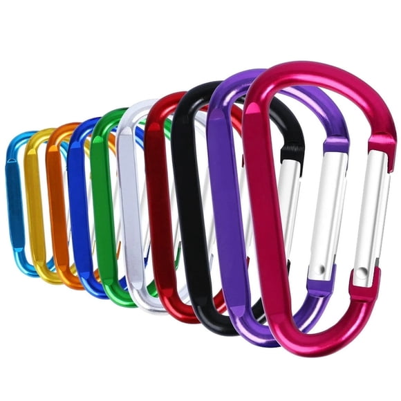 LOVEVER 10 Pcs Mousqueton Grand Mousqueton en Aluminium Pinces Mousqueton en Forme de D Design Plat Robuste Léger Mousqueton d'Escalade Polyvalent pour Escalade Camping Randonnée Sacs à Dos